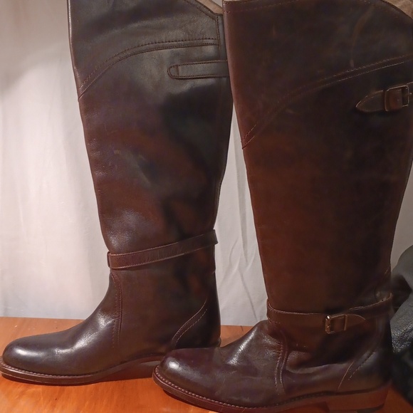 Frye Elegant Brown Leather Knee-High Boots Size 6.5 - Picture 2 of 15